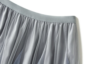 Spring And Autumn Double Layer Mesh Bubble Skirt Gradient