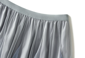 Spring And Autumn Double Layer Mesh Bubble Skirt Gradient