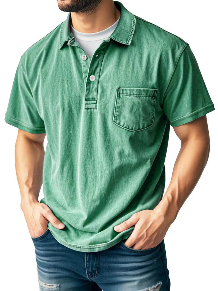 Men's Casual All-matching Short Sleeve Button Lapel Shirt Polo Shirt