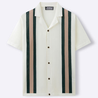 Men's Fashion Cuban Collar Short Sleeve Knitted Cardigan
