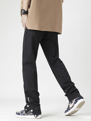 Fashion Men Loose Elastic Straight-leg Pants