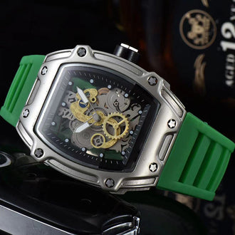 Two Hands Turn Dial Personalized Skeleton Transparent Quartz Watch