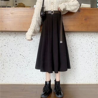 High Waist Retro Medium Length Skirt