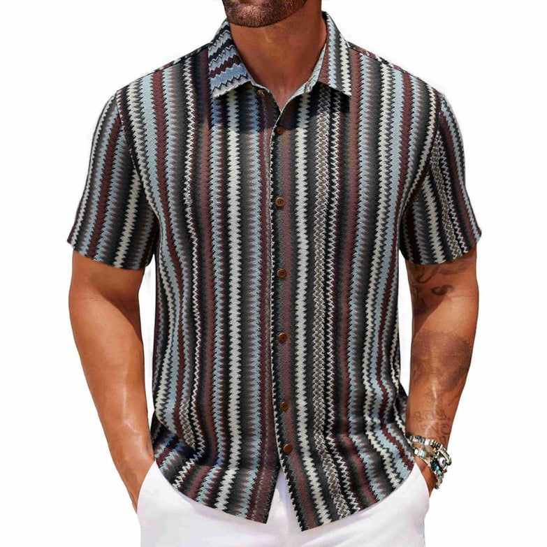 Summer New Men's Ethnic Style Striped Shirt