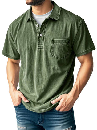 Men's Casual All-matching Short Sleeve Button Lapel Shirt Polo Shirt